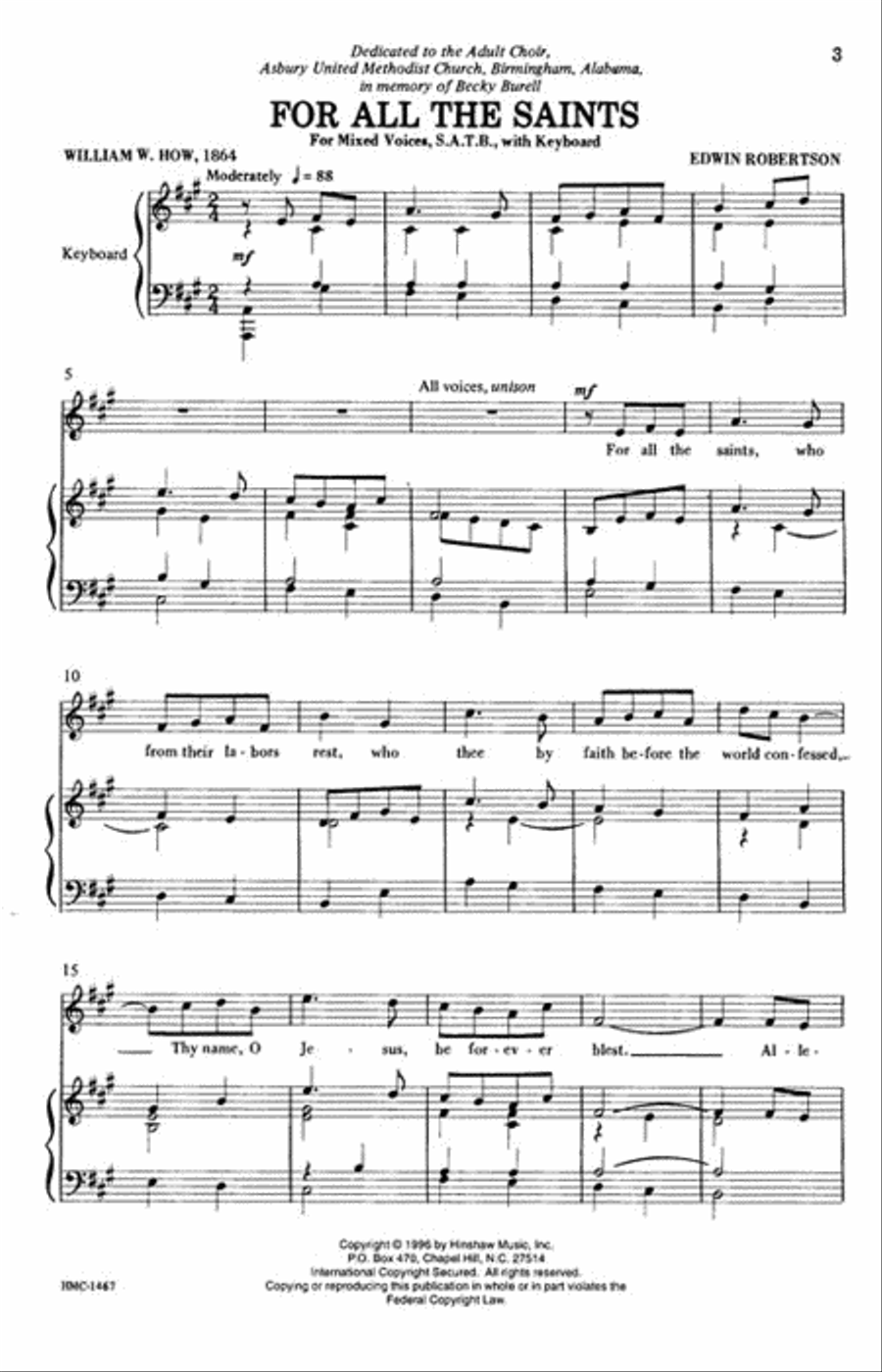 For All the Saints 4-Part scores gallery preview page 2