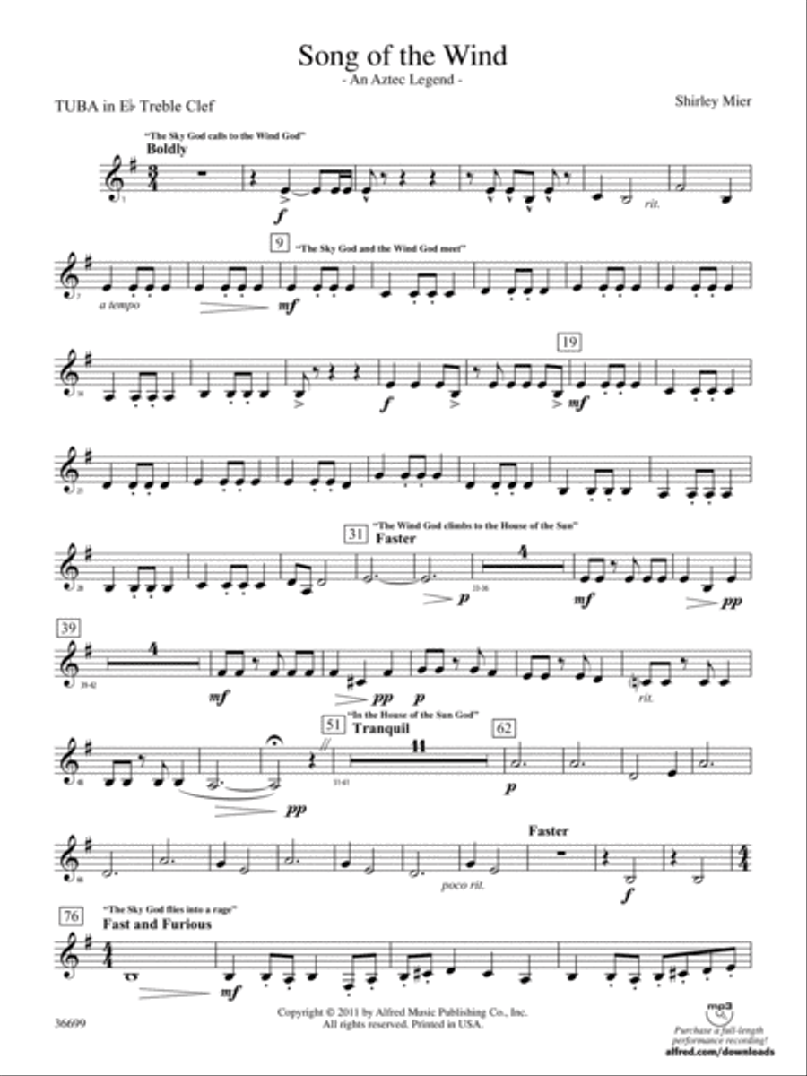 Song of the Wind: (World Part) E-flat Tuba T.C. Concert Band scores gallery preview page 1