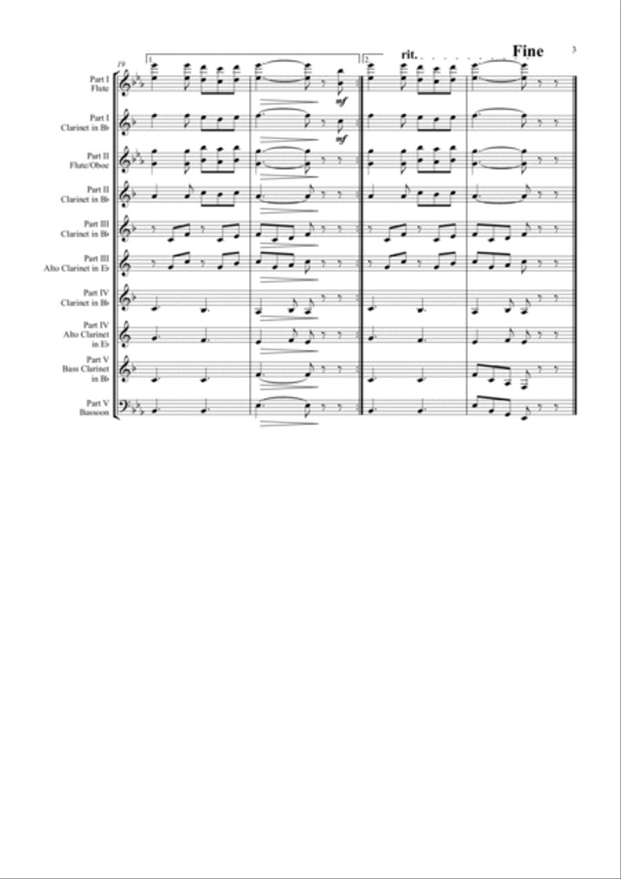 Die Loreley/Die Lorelei - Ich weiß nicht was soll es bedeuten - German Folk Song - Wind Ensemble Woodwind Ensemble scores gallery preview page 3