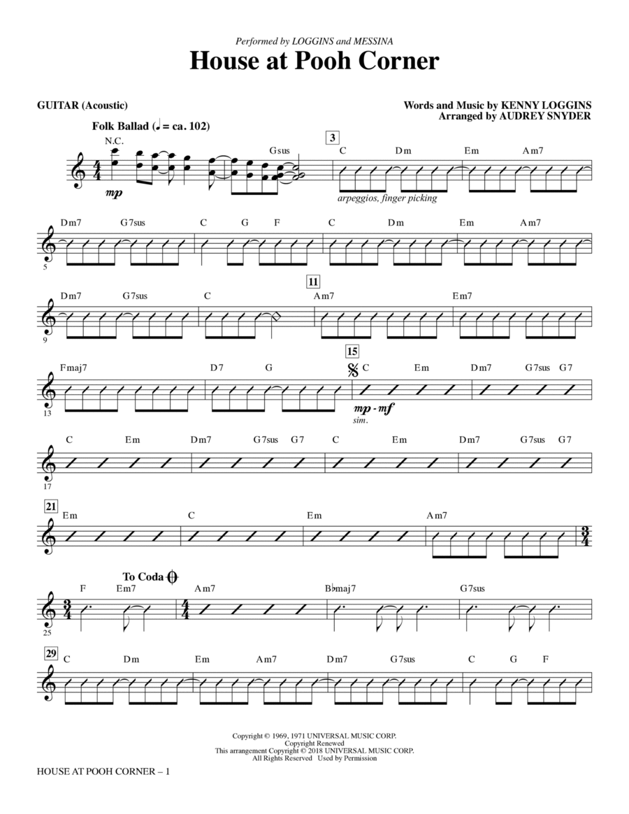 House at Pooh Corner - Guitar Choir scores gallery preview page 1