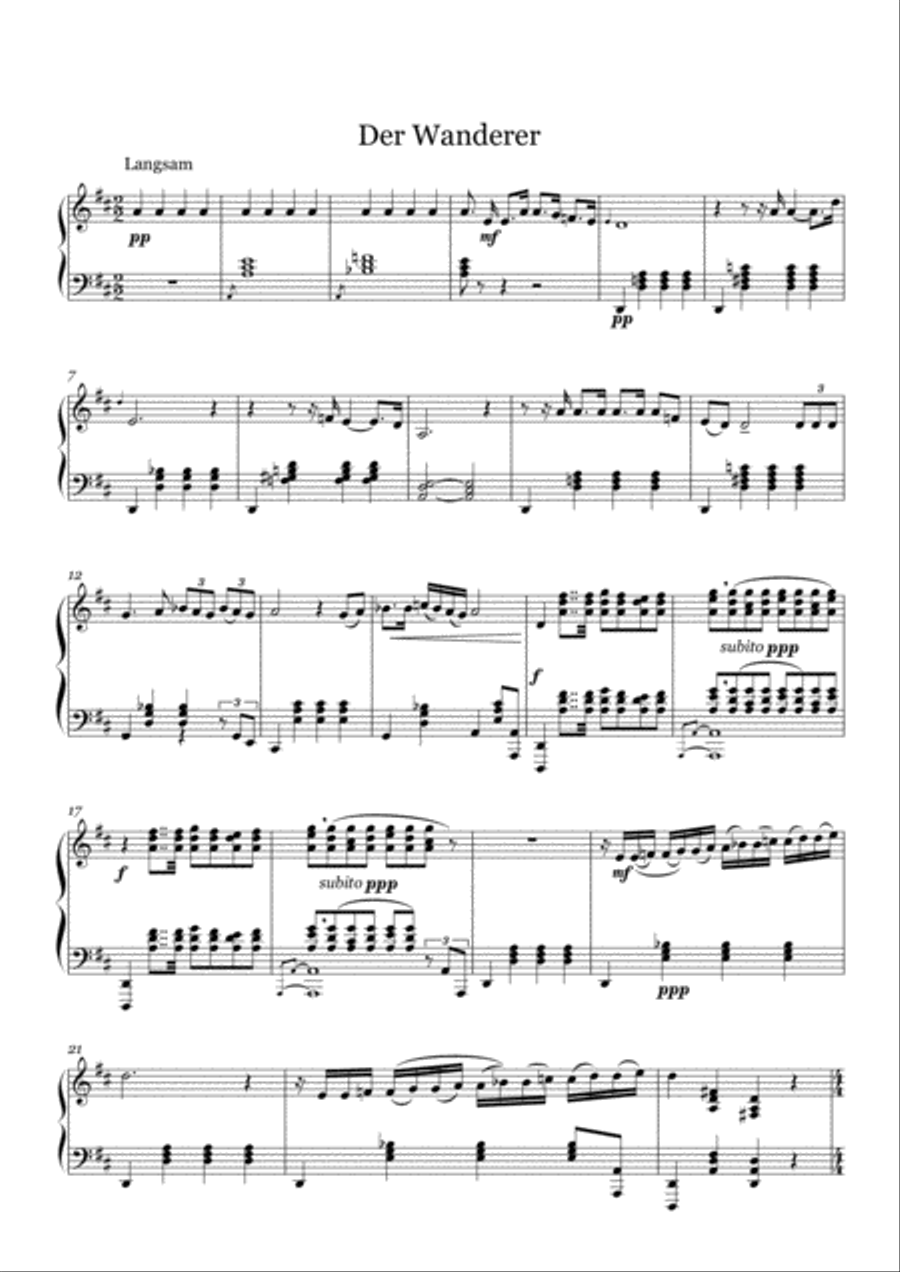 The Wanderer The Wanderer Piano Solo scores gallery preview page 1