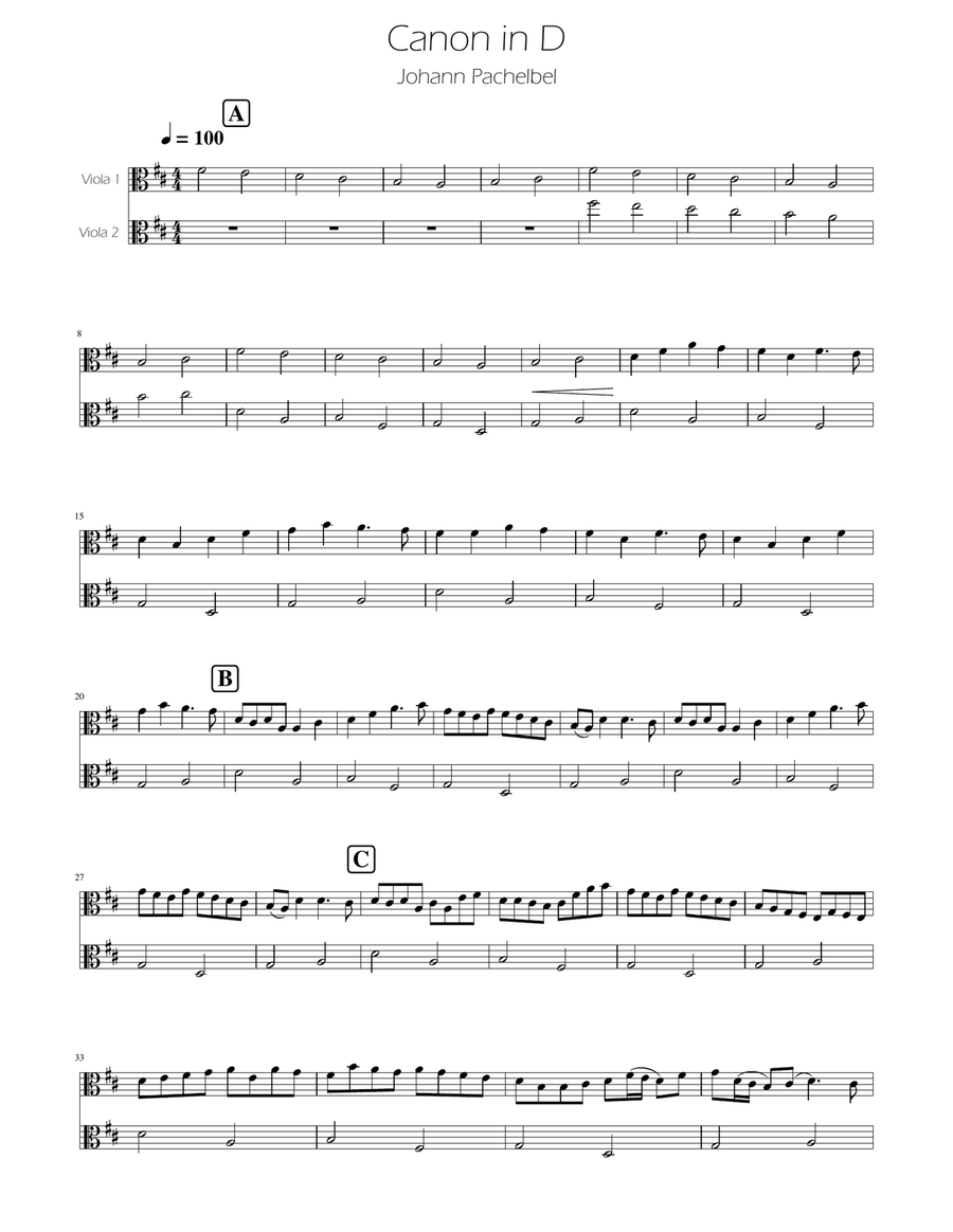 Canon in D - Viola Duet String Duet scores gallery preview page 1