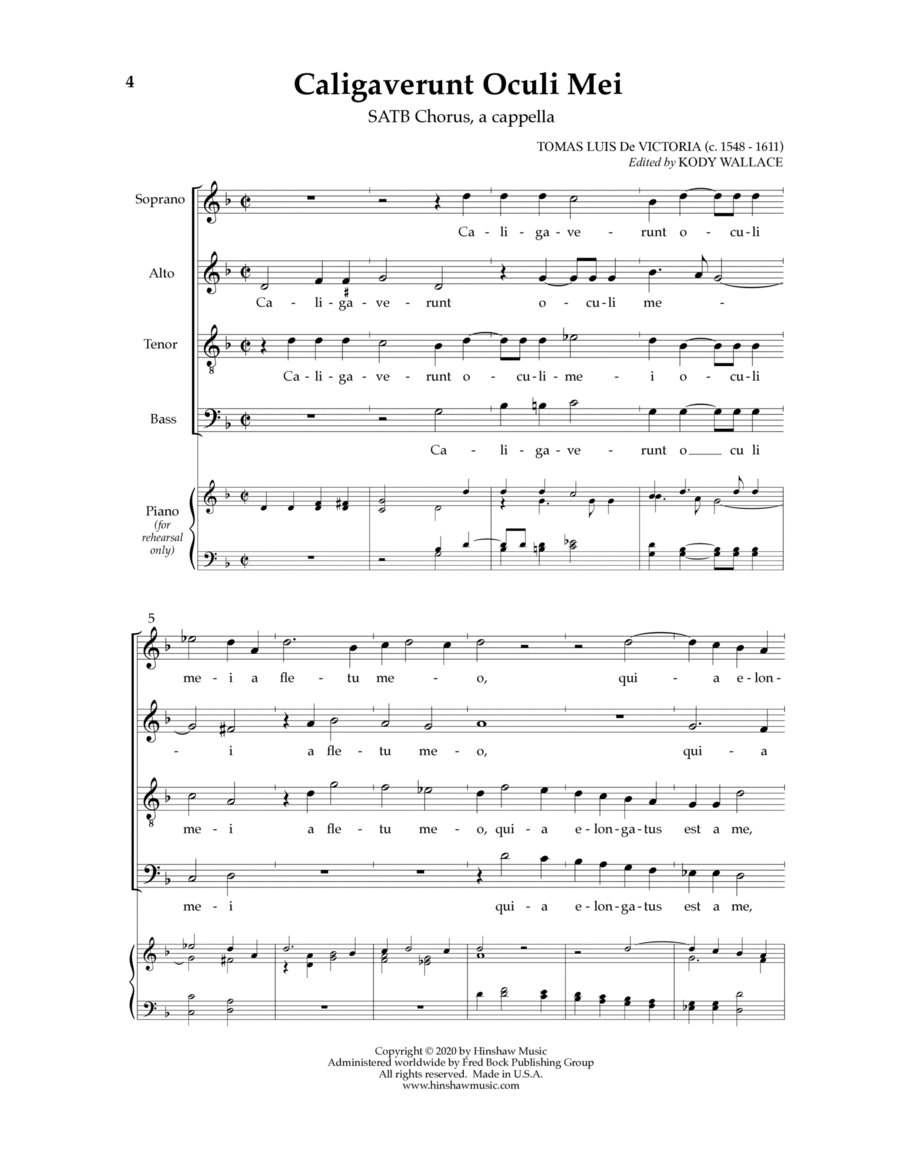Caligaverunt Oculi Mei 4-Part scores gallery preview page 1
