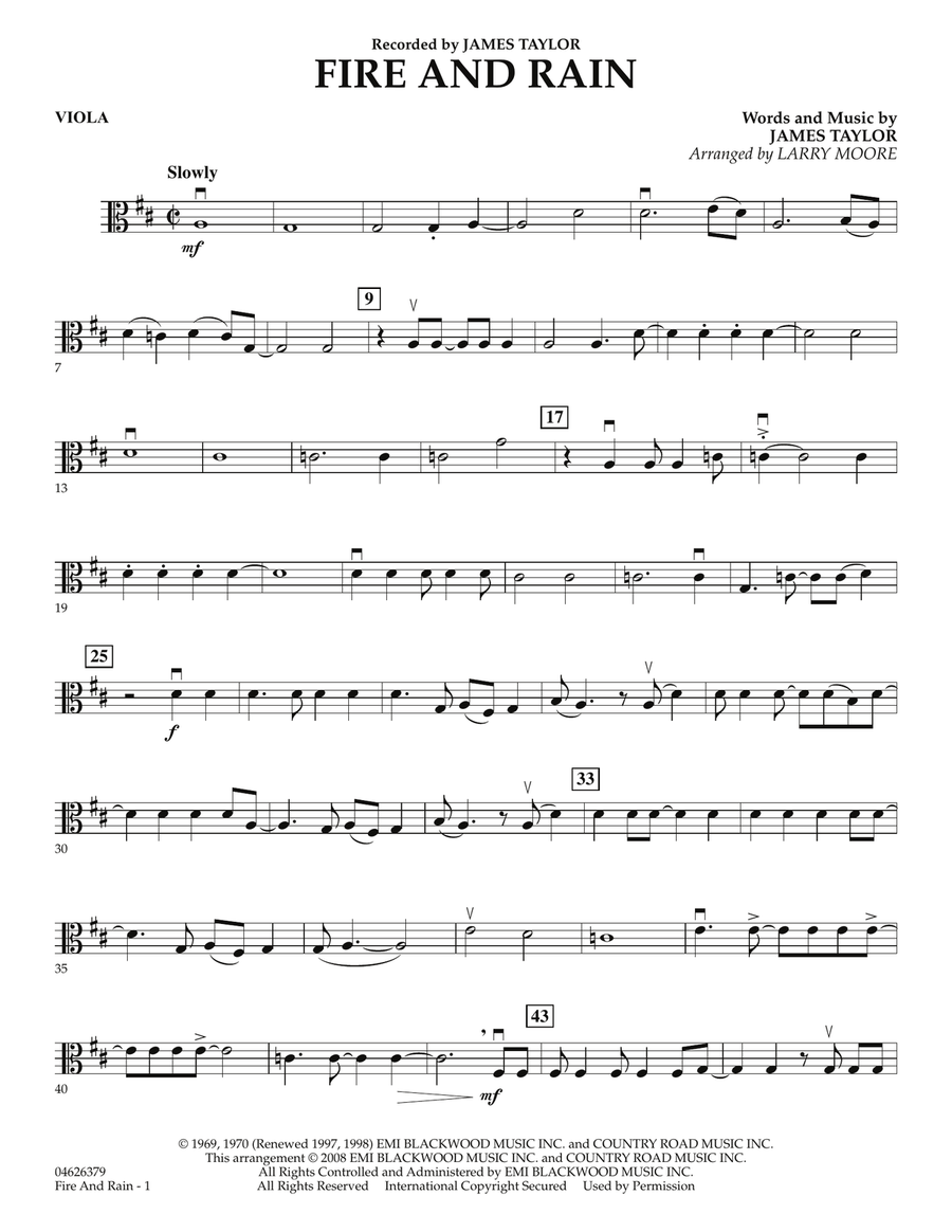 Fire and Rain - Viola Orchestra scores gallery preview page 1