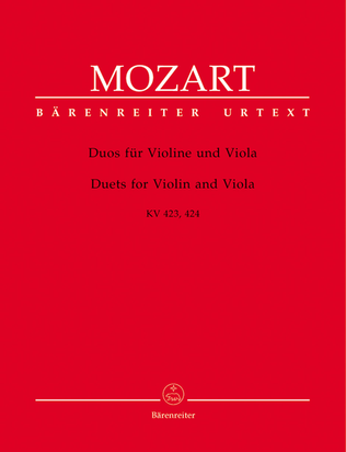 Book cover for Duets for Violin and Viola, KV 423,424