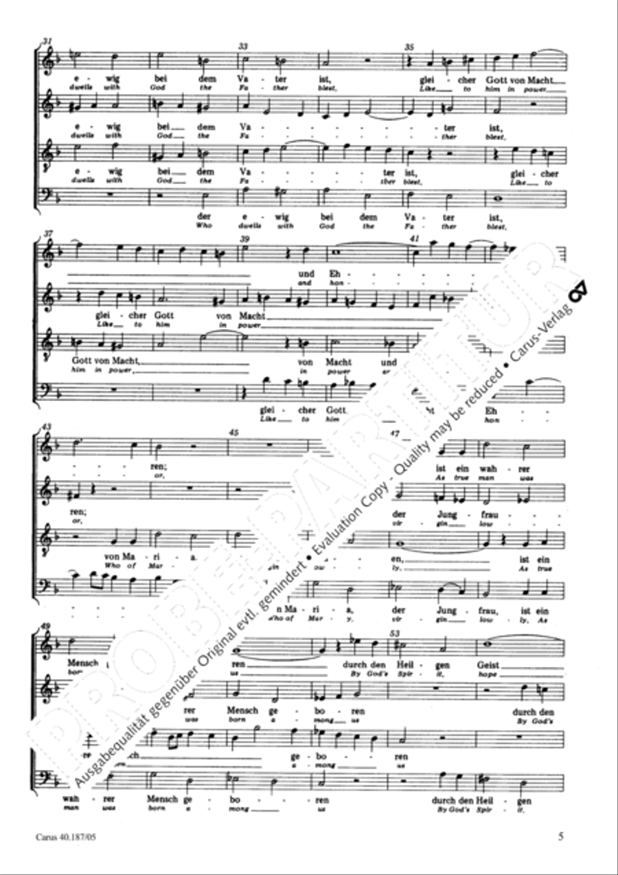 We all believe in one true God (Wir glauben all an einen Gott) 4-Part scores gallery preview page 6