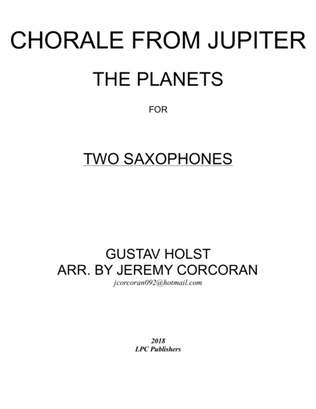 Book cover for Chorale from Jupiter for Two Saxophones