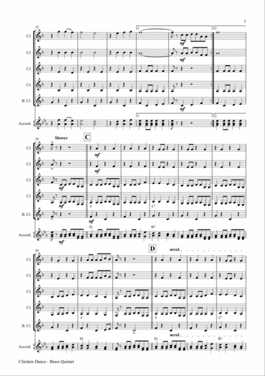 The Chicken Dance Woodwind Ensemble scores gallery preview page 3
