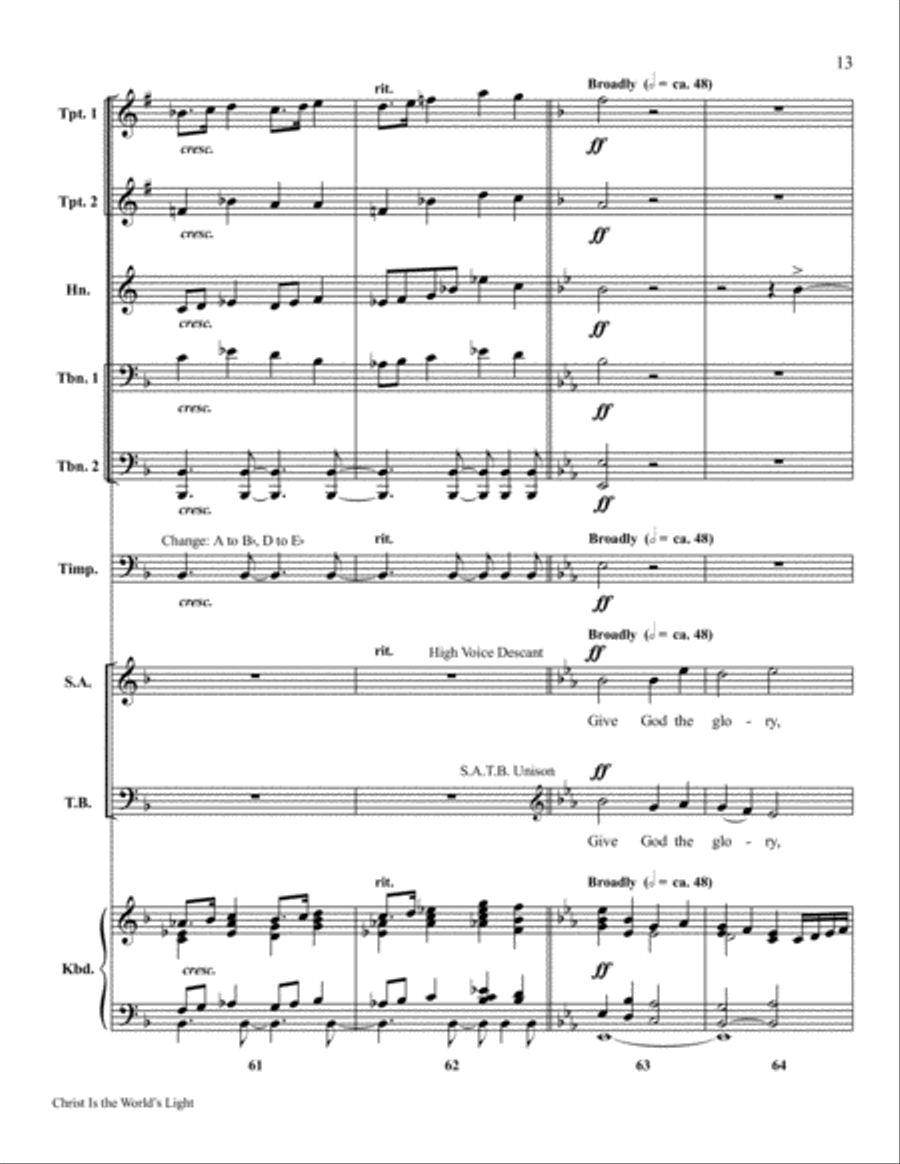 Christ Is the World's Light Choir scores gallery preview page 13