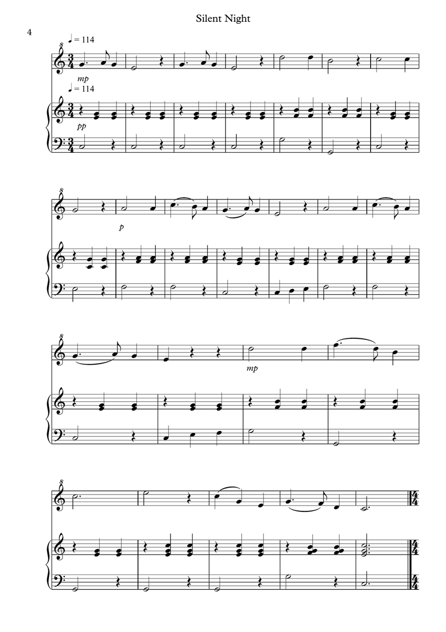 8 Easy Christmas Pieces for Descant Recorder And Piano Woodwind Duet scores gallery preview page 4