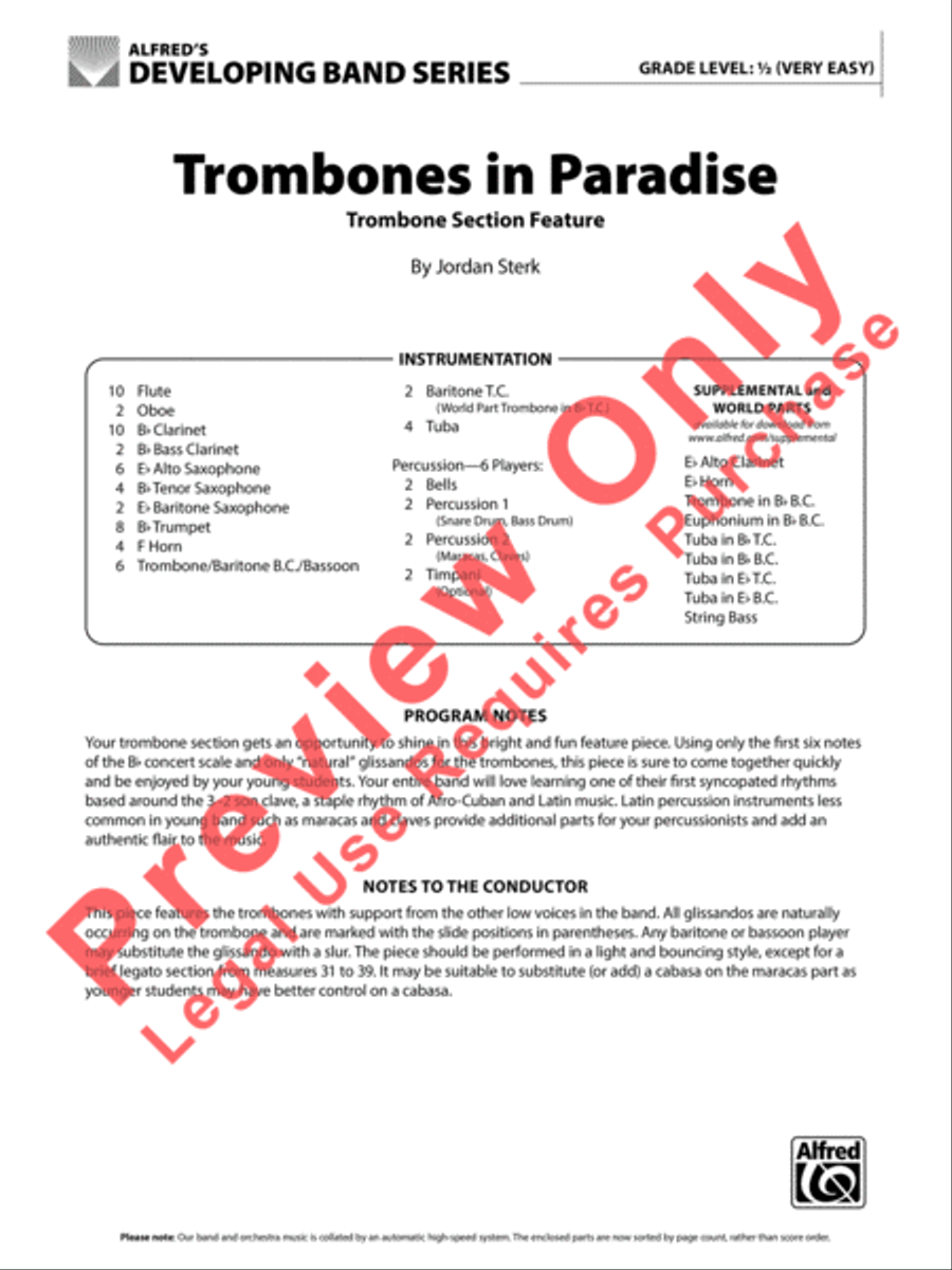 Trombones in Paradise Concert Band scores gallery preview page 2