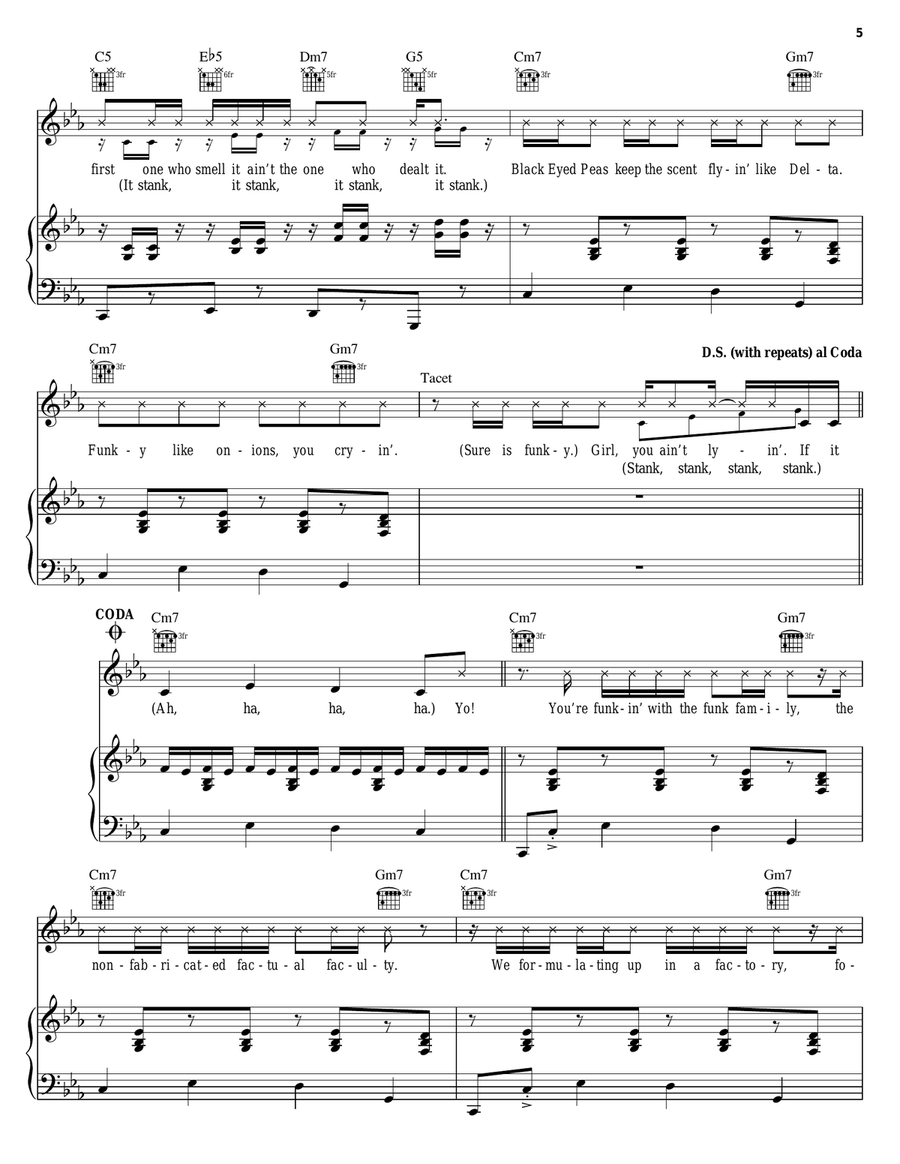 Smells Like Funk Piano, Vocal, Guitar scores gallery preview page 5