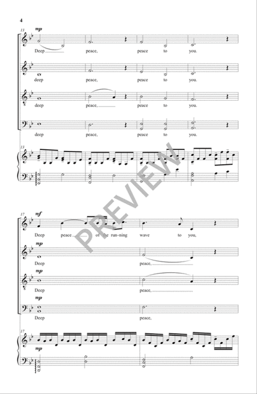 Deep Peace 4-Part scores gallery preview page 5