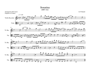 Sonatina HWV 582 for Alto Recorder & Viola Duet