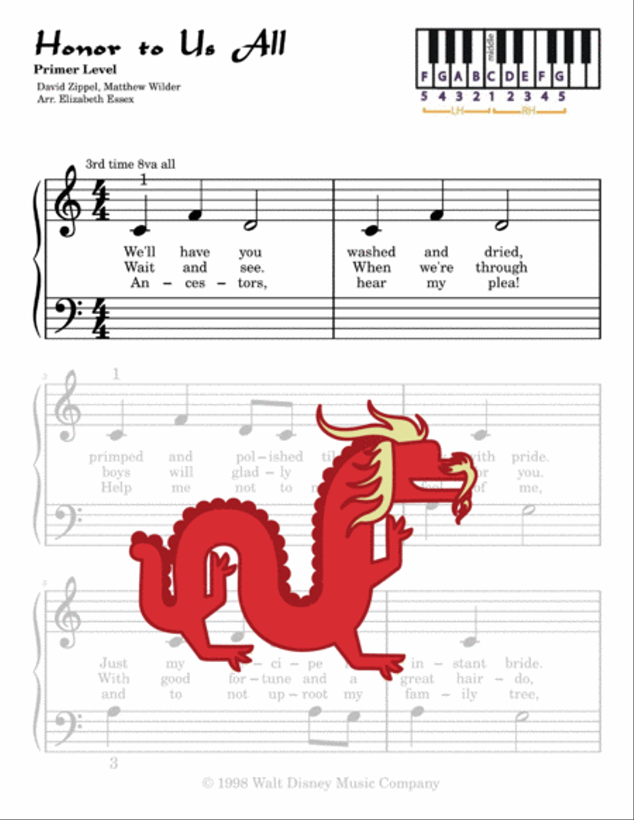 Honor To Us All Easy Piano scores gallery preview page 2