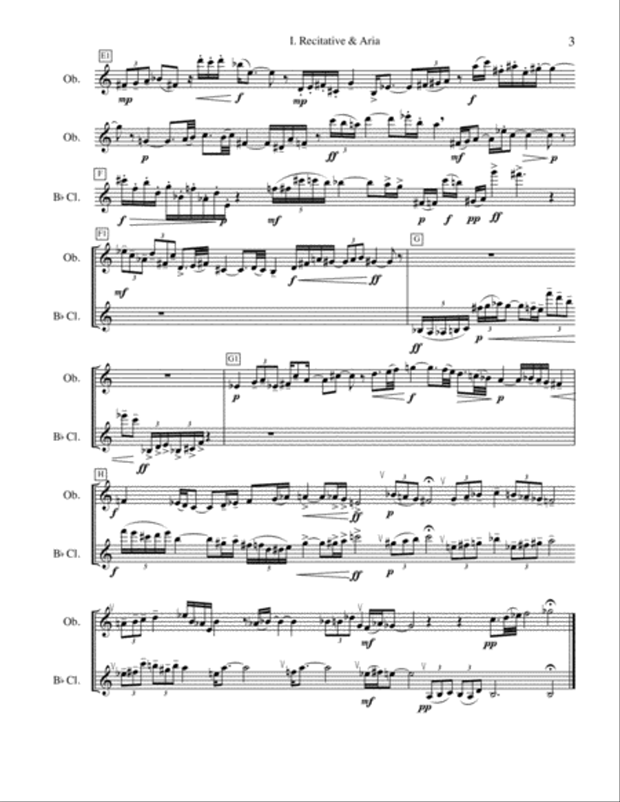 Duo Sonata for Oboe & Clarinet Woodwind Duet scores gallery preview page 3