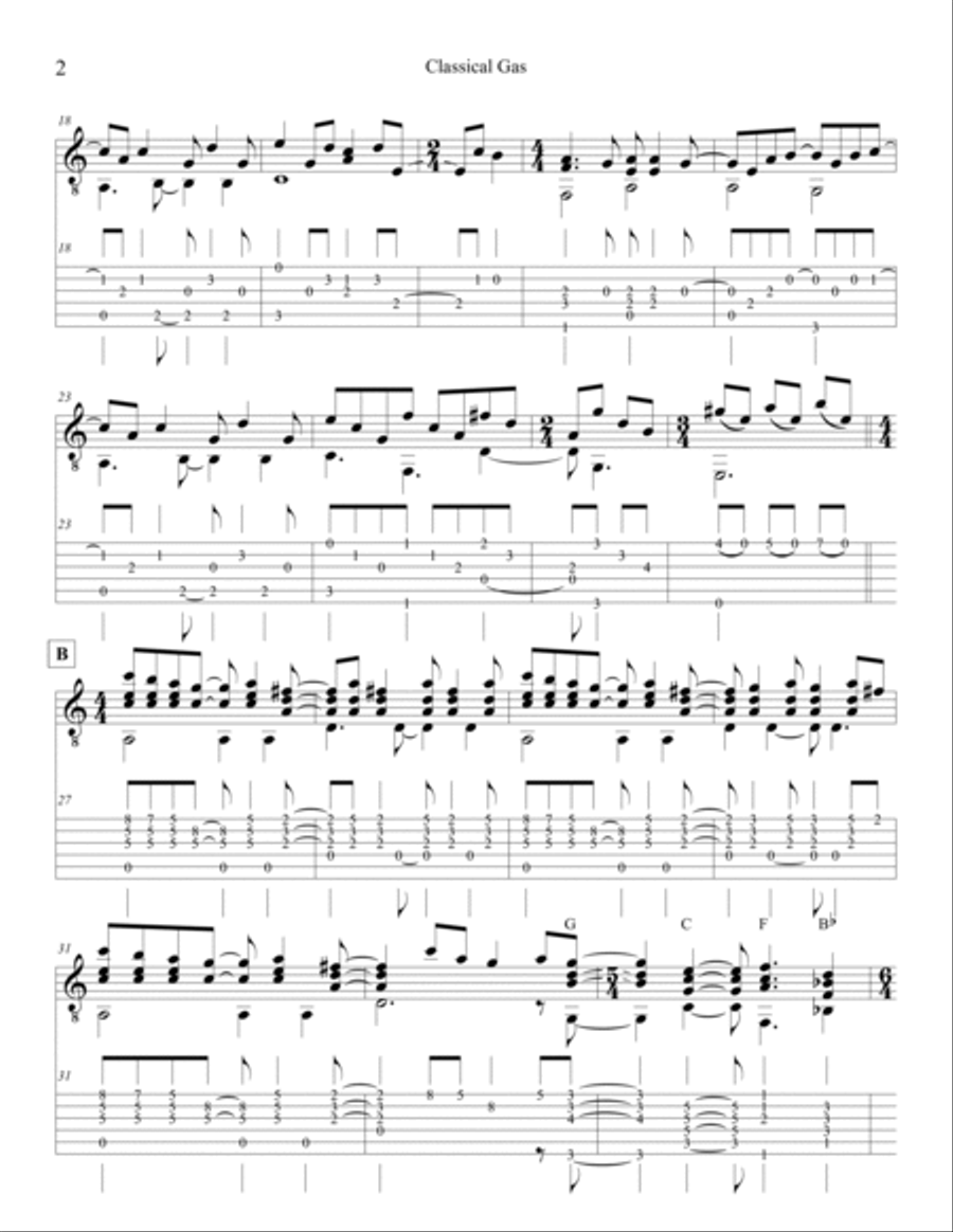 Classical Gas Acoustic Guitar scores gallery preview page 2