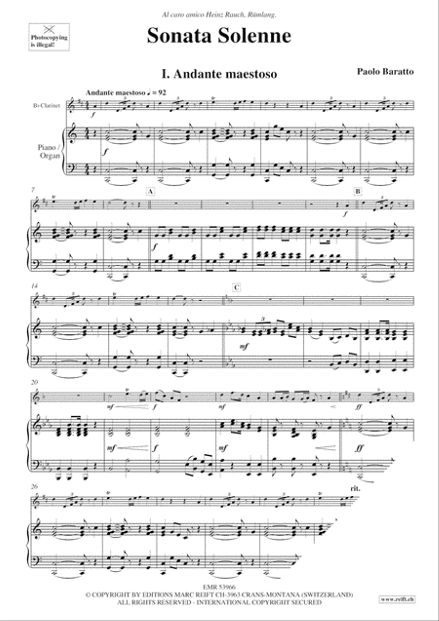 Sonata Solenne Clarinet Solo scores gallery preview page 4
