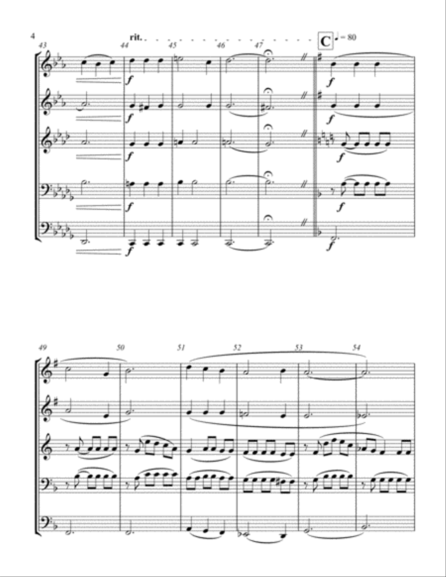 Breathe On Me, Breath Of God (for Brass Quintet) Brass Quintet scores gallery preview page 4