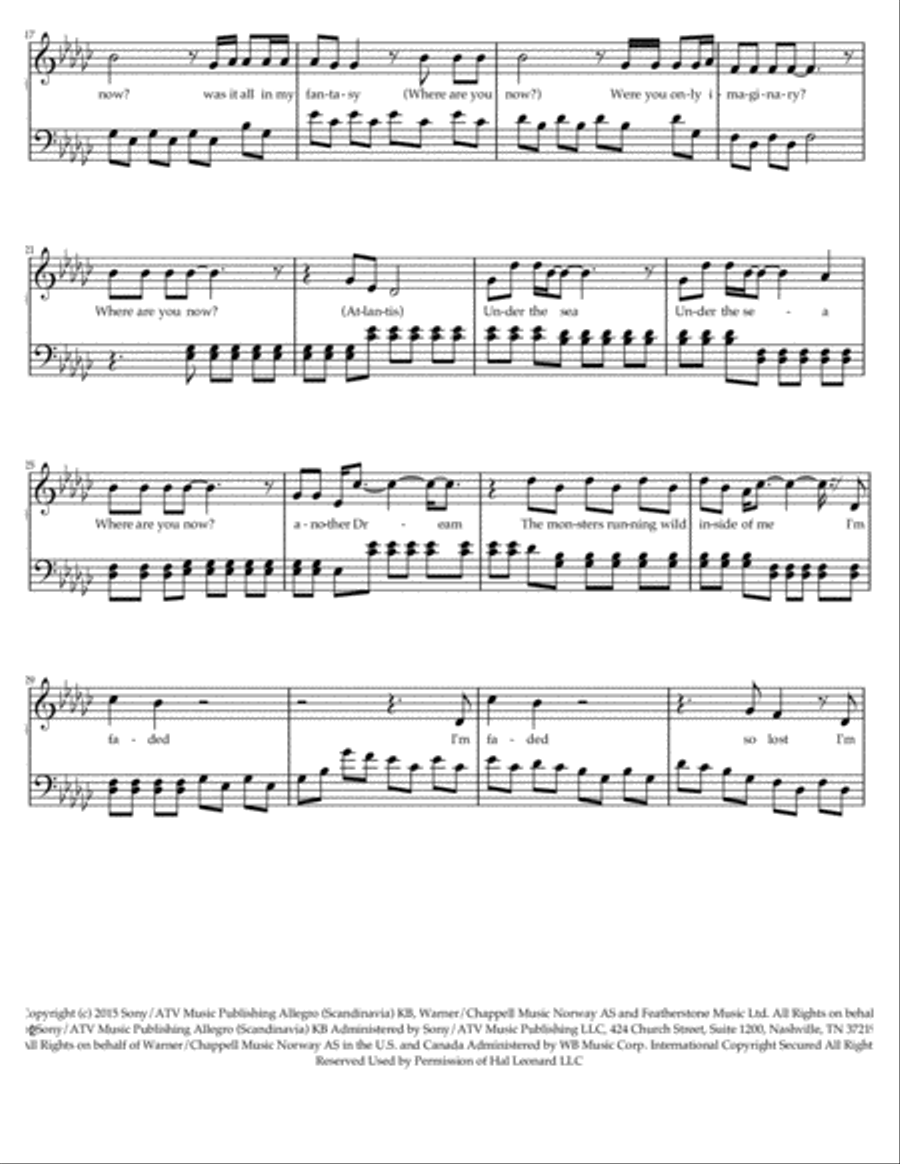 Faded Piano Solo scores gallery preview page 2