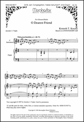 O Dearest Friend (C Treble Instrument Part)