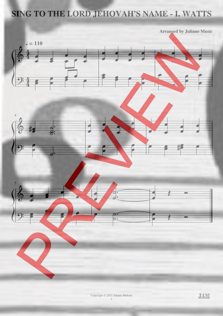 SING TO THE LORD JEHOVAH’S NAME - I. WATTS (HYMN - EASY ORGAN) Organ Solo scores gallery preview page 2