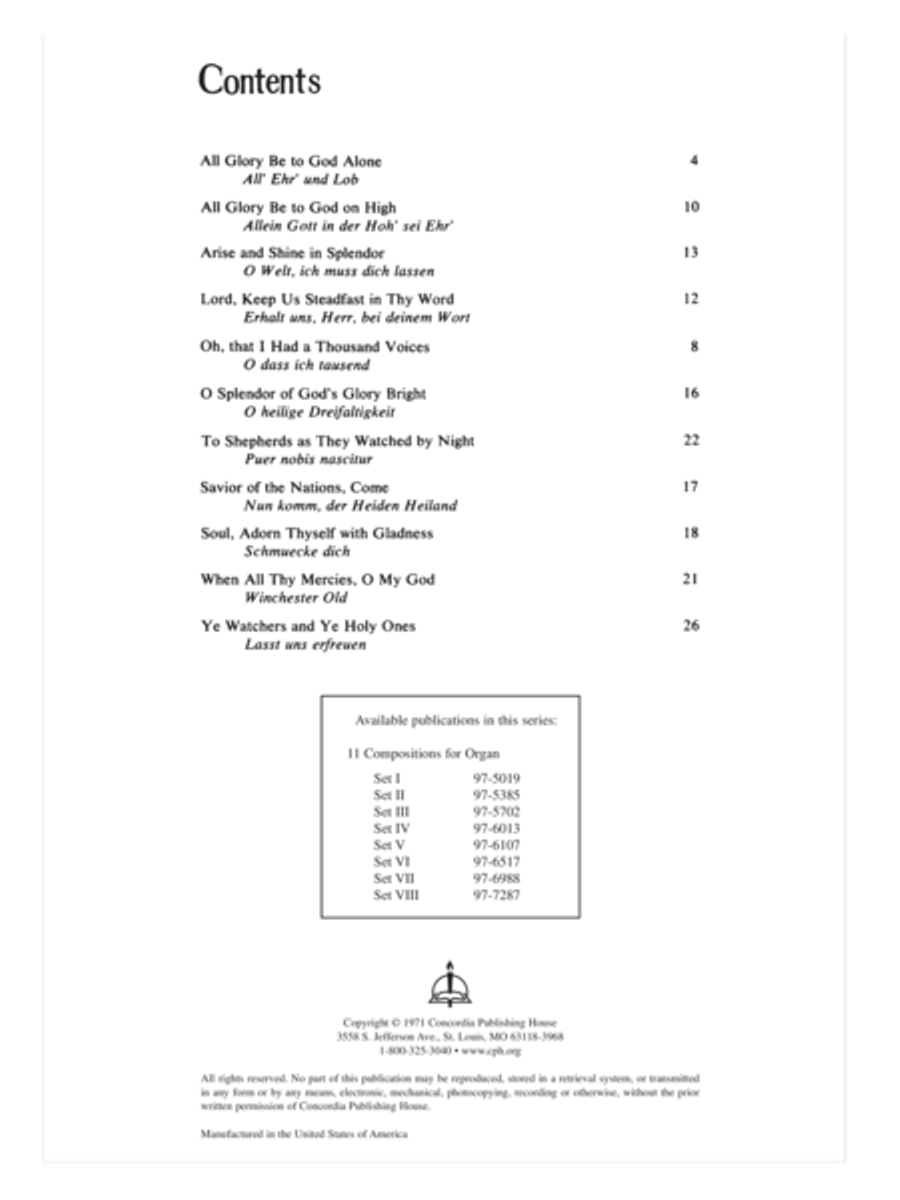Eleven Compositions for Organ, Set I Organ scores gallery preview page 2