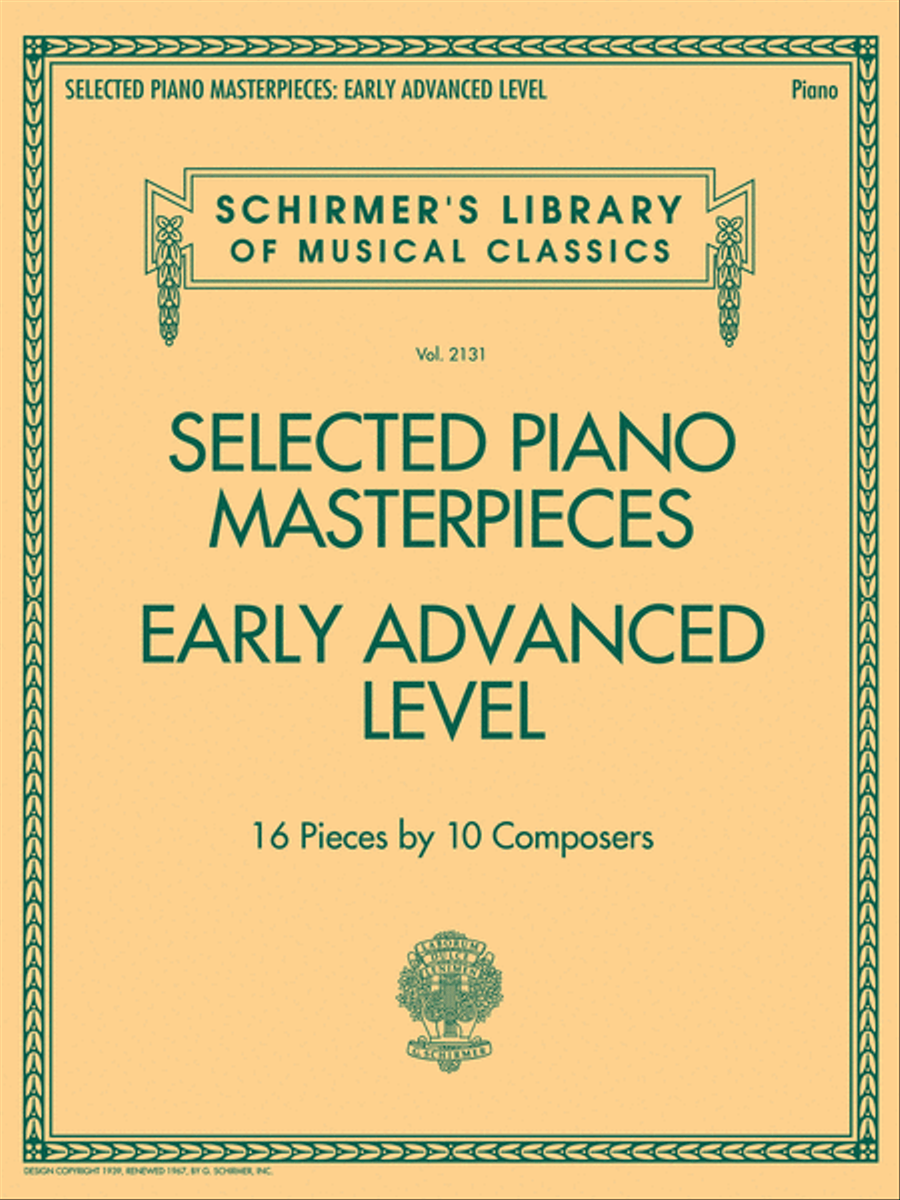 Selected Piano Masterpieces - Early Advanced Schirmer's Library Of Musical Classics Piano Solo scores gallery preview page 1