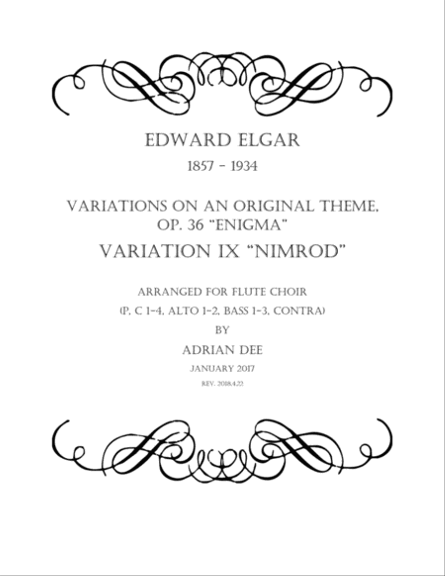 Nimrod, from Enigma Variations Flute Choir scores gallery preview page 1