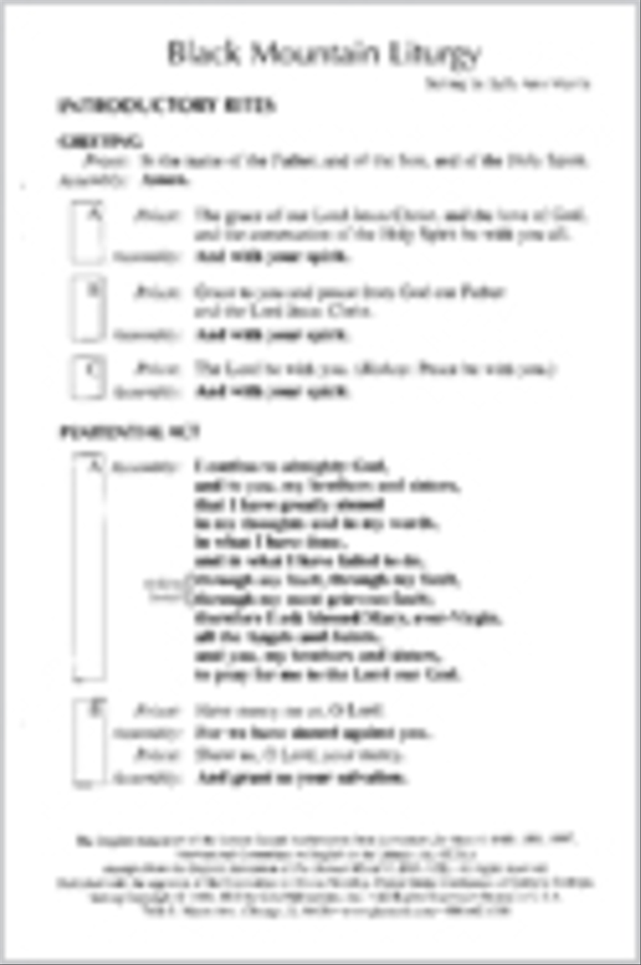 Black Mountain Liturgy - Assembly edition Unison Choir scores gallery preview page 1