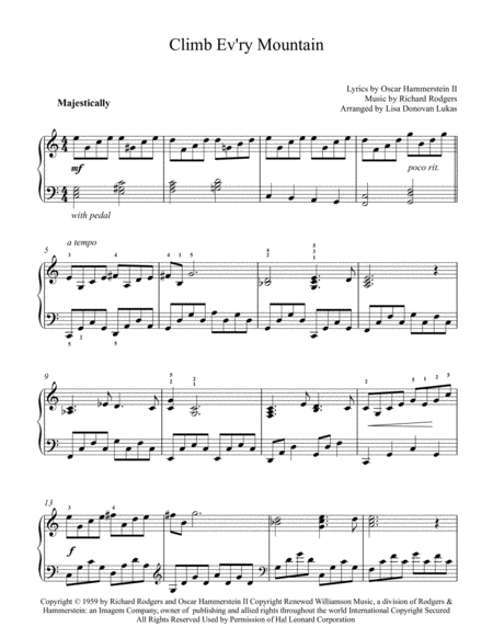 Climb Ev'ry Mountain - A Lyrical Piano Solo for Intermediates image number null