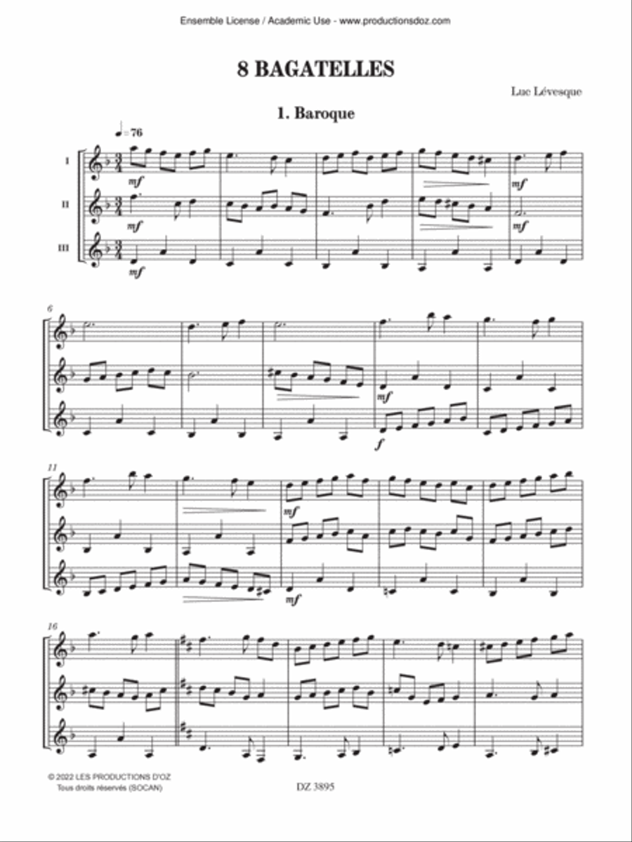 8 Bagatelles 8 Bagatelles Guitar Ensemble scores gallery preview page 2