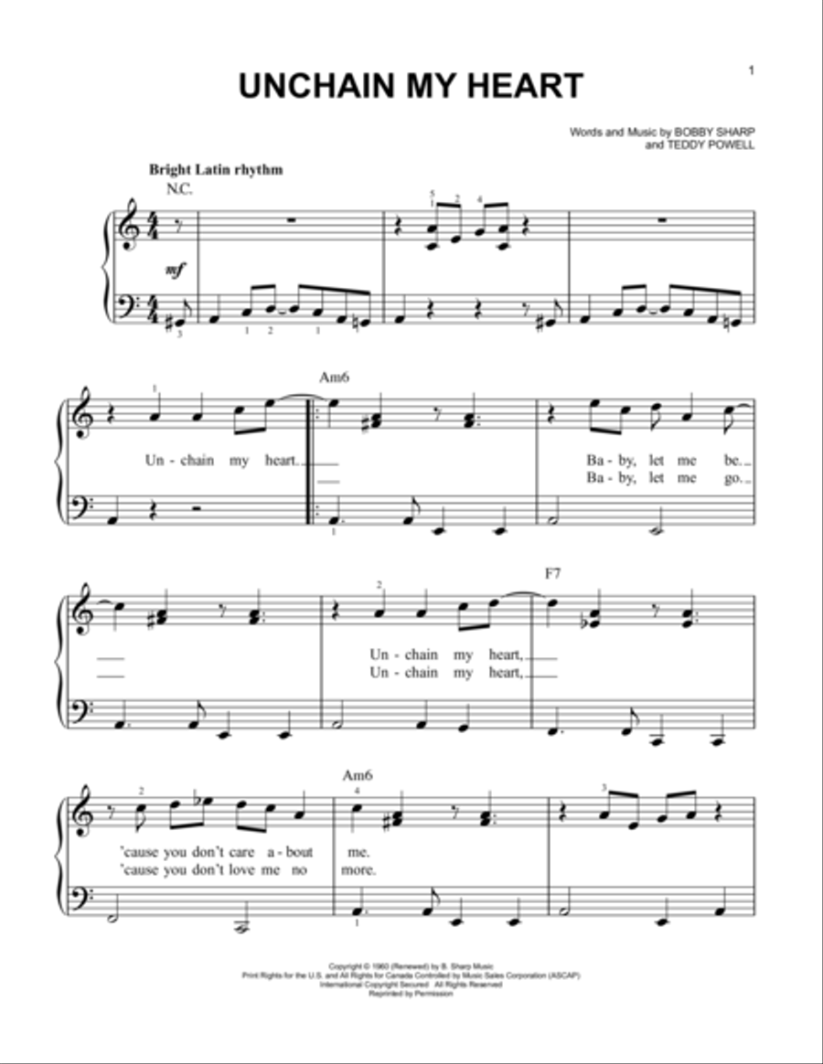Unchain My Heart Easy Piano scores gallery preview page 1
