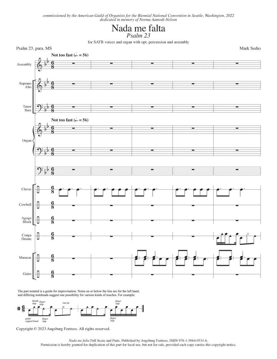 Nada me falta: Psalm 23: Full Score and Parts 4-Part scores gallery preview page 1