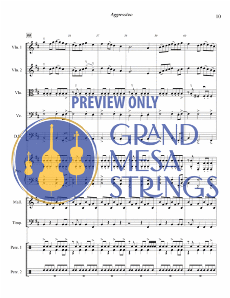 Aggressivo for Strings & Percussion String Orchestra scores gallery preview page 11