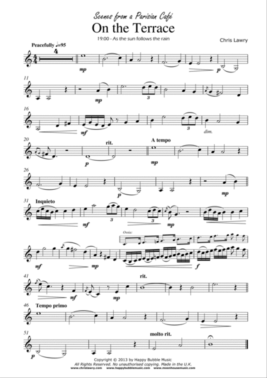 On the Terrace - for Bb Clarinet & Piano (from Scenes from a Parisian Cafe) Woodwind Duet scores gallery preview page 2