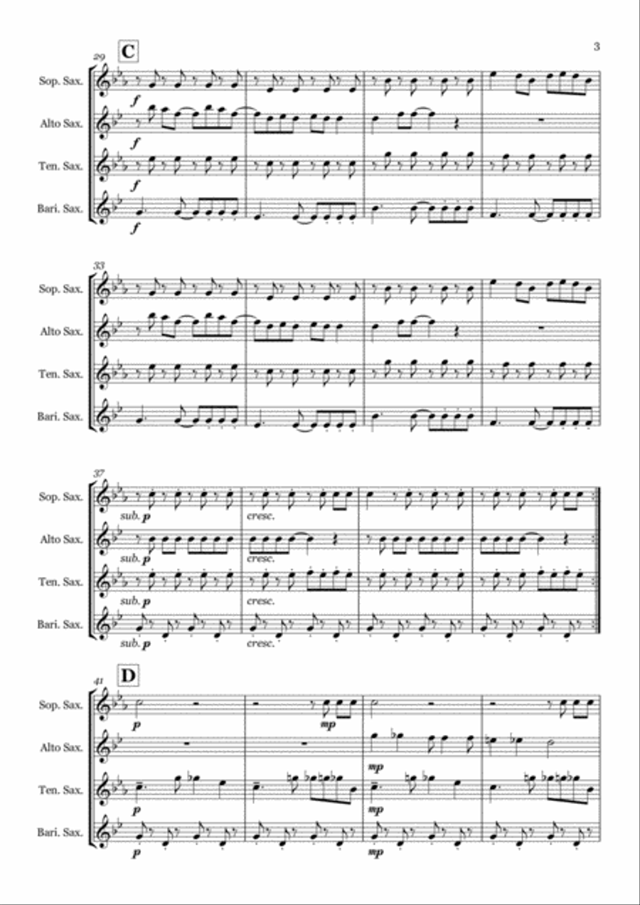 Poker Face Saxophone Quartet scores gallery preview page 3