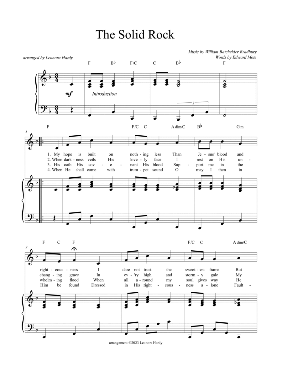 The Solid Rock (My Hope Is Built On Nothing Less) Piano, Vocal, Guitar scores gallery preview page 1