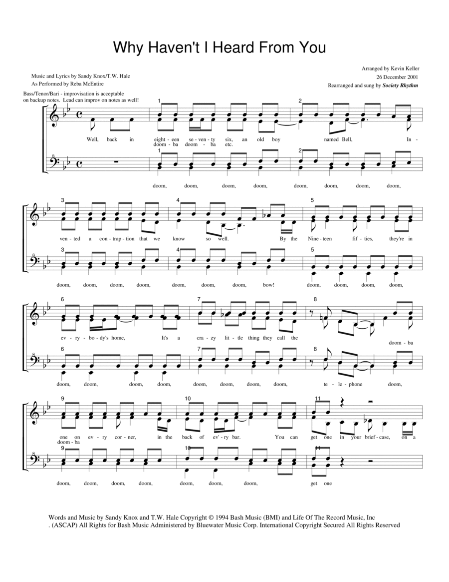 Why Haven't I Heard From You SSAA scores gallery preview page 1