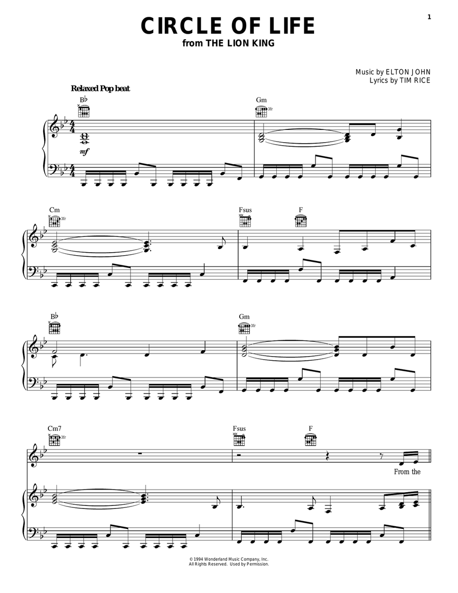 Circle Of Life (from The Lion King) Acoustic Guitar scores gallery preview page 1