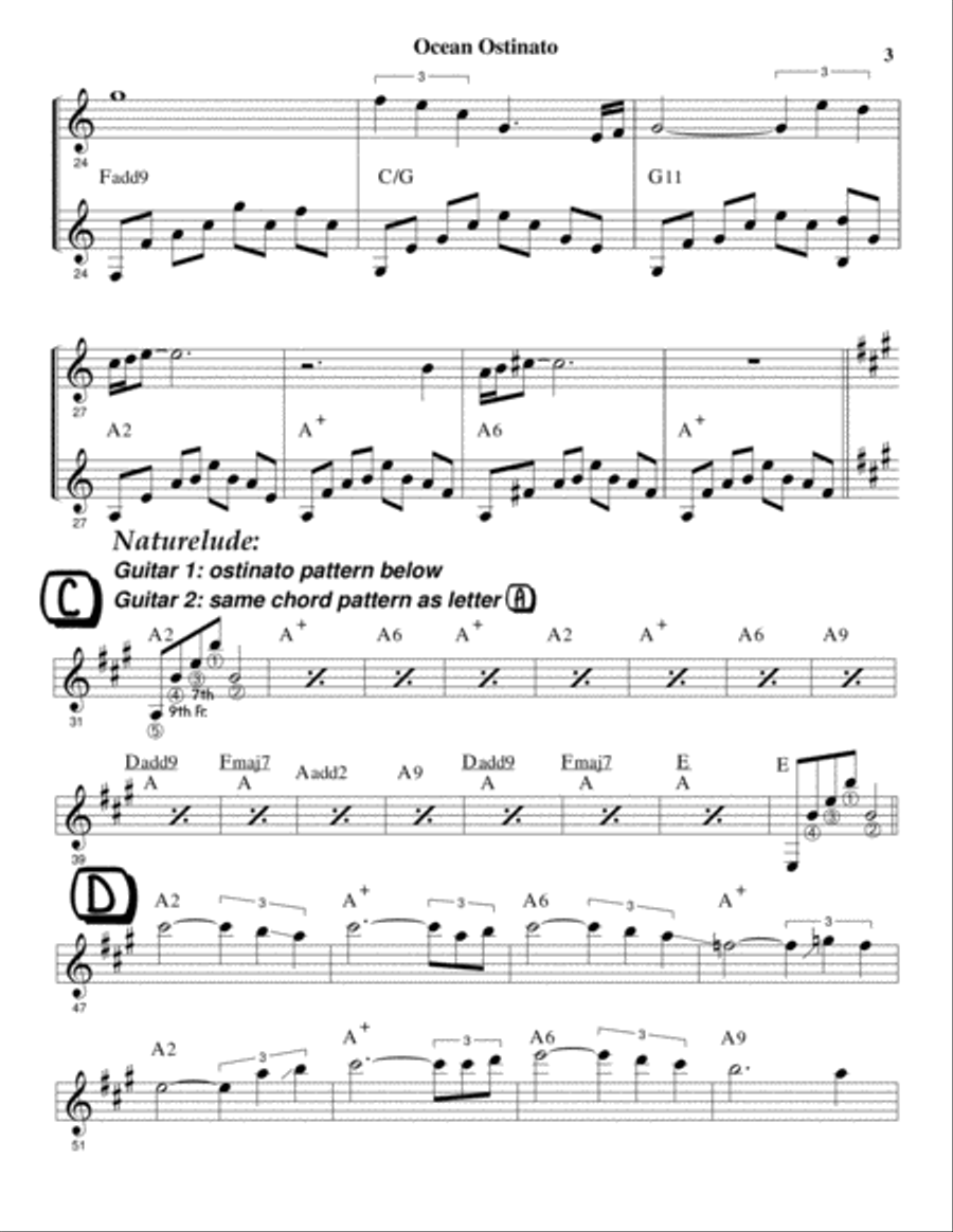 Ocean Ostinato (guitar duet in standard notation) Guitar scores gallery preview page 4
