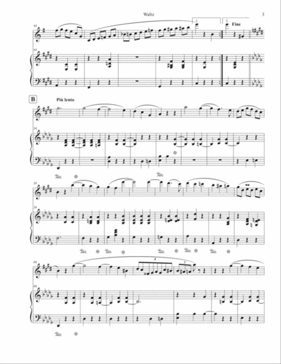 Chopin - Waltz op.64 No.2 for Clarinet in A and Piano A Clarinet scores gallery preview page 3