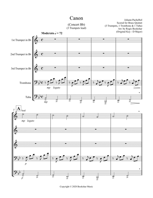 Canon (Pachelbel) (Bb) (Brass Quintet - 3 Trp, 1 Trb, 1 Tuba)