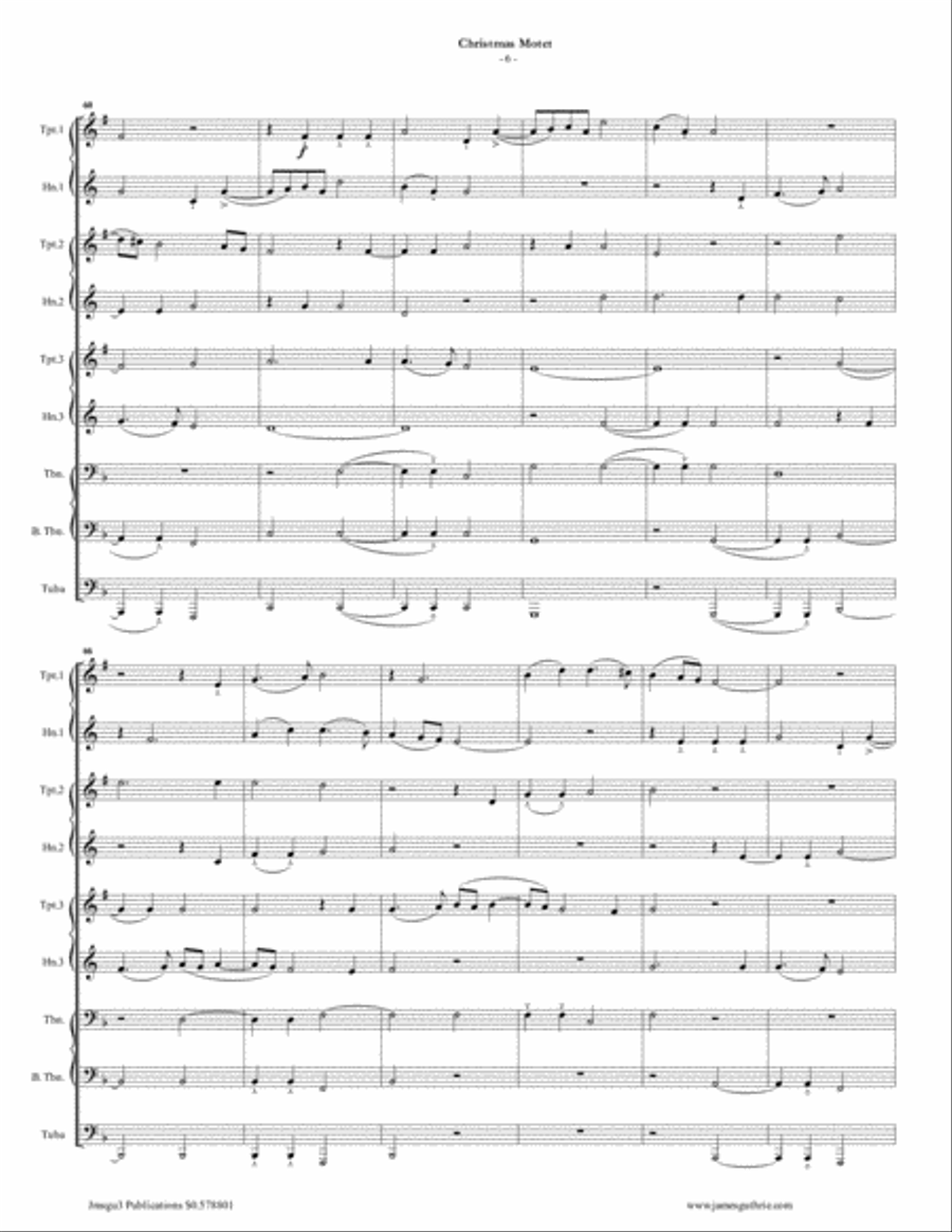 Mouton: Christmas Motet for Brass Choir Brass Ensemble scores gallery preview page 6