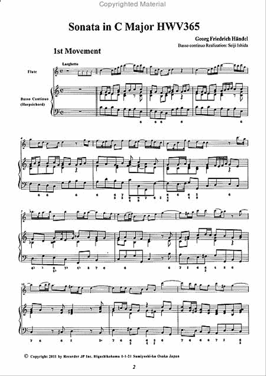 Flute Sonata in C Major HWV365 Flute scores gallery preview page 3