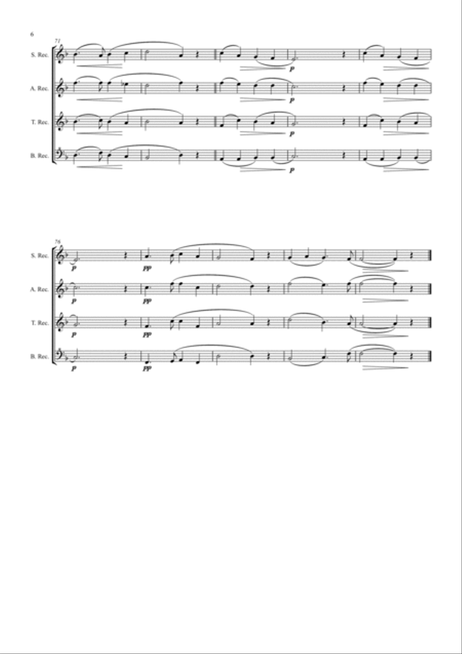 In the Bleak MidWinter - Recorder quartet Soprano Recorder scores gallery preview page 6