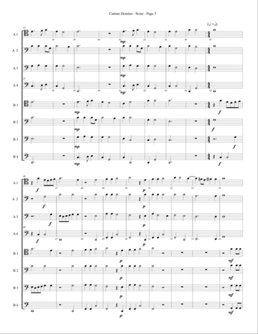 Cantate Domino for Trombone or Low Brass Octet Brass Ensemble scores gallery preview page 3