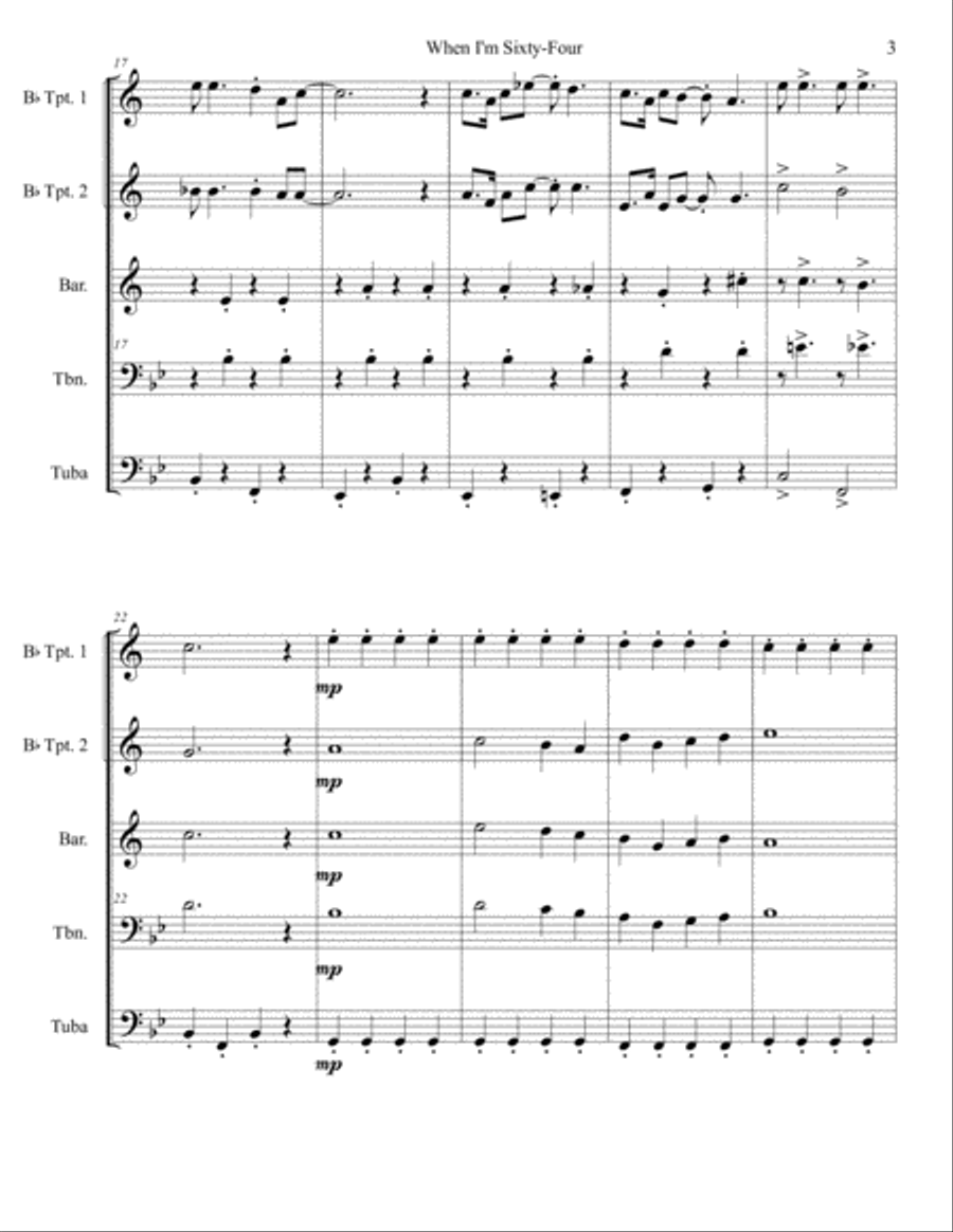 When I'm Sixty-Four Small Ensemble scores gallery preview page 3