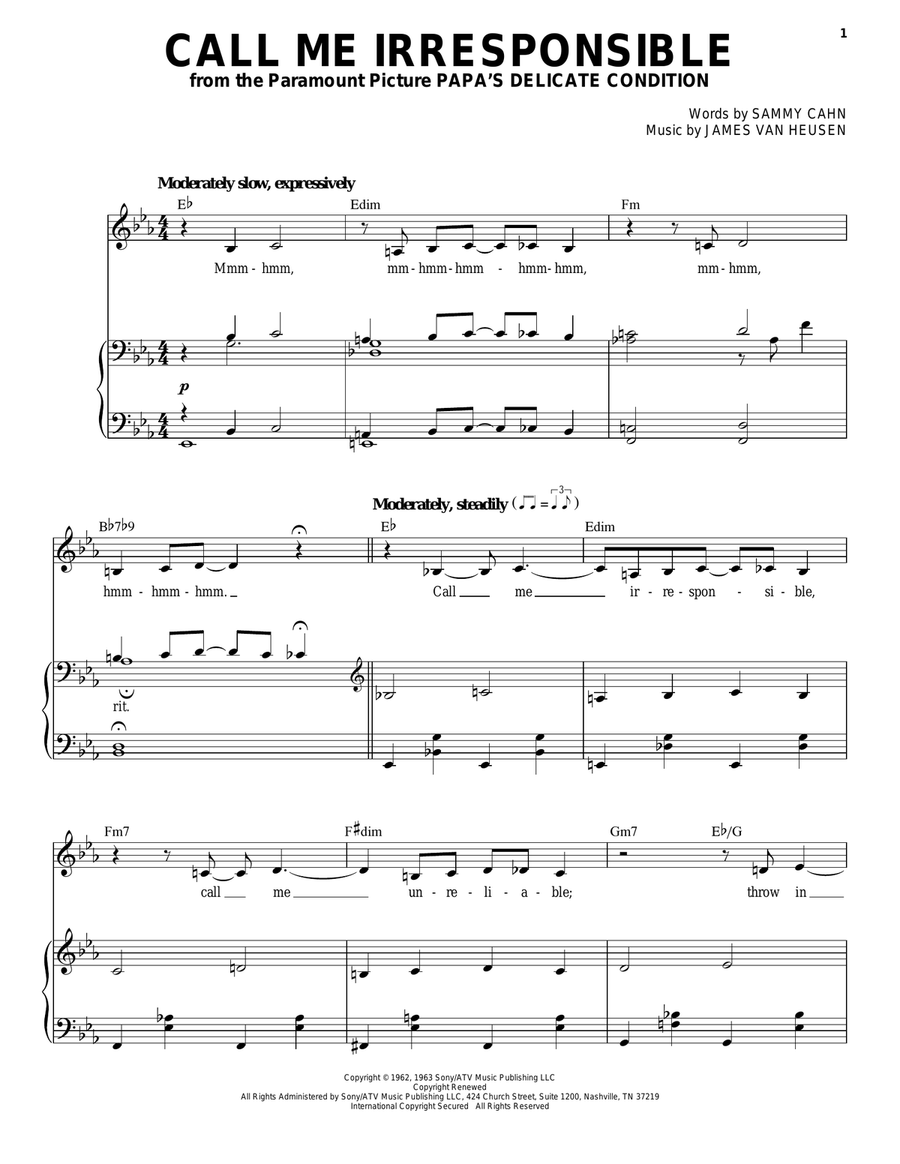 Call Me Irresponsible Call Me Irresponsible Piano, Vocal scores gallery preview page 1