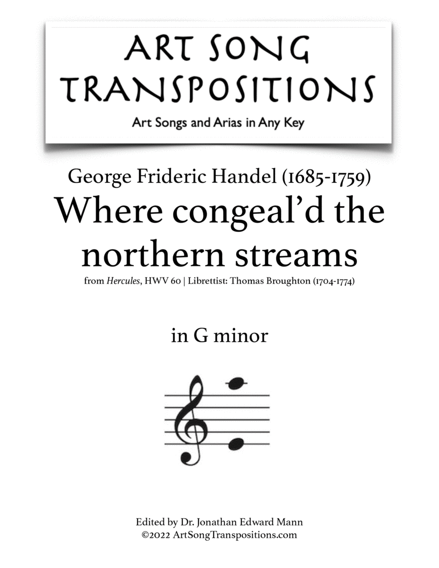 HANDEL: Where congeal’d the northern streams (transposed to G minor)